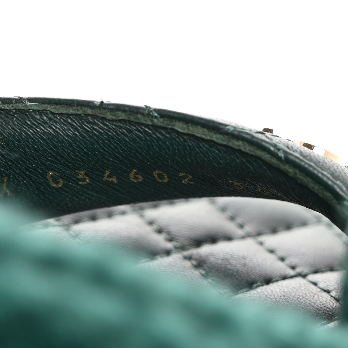 Cord Lambskin Quilted Logo Sandals 38 Green