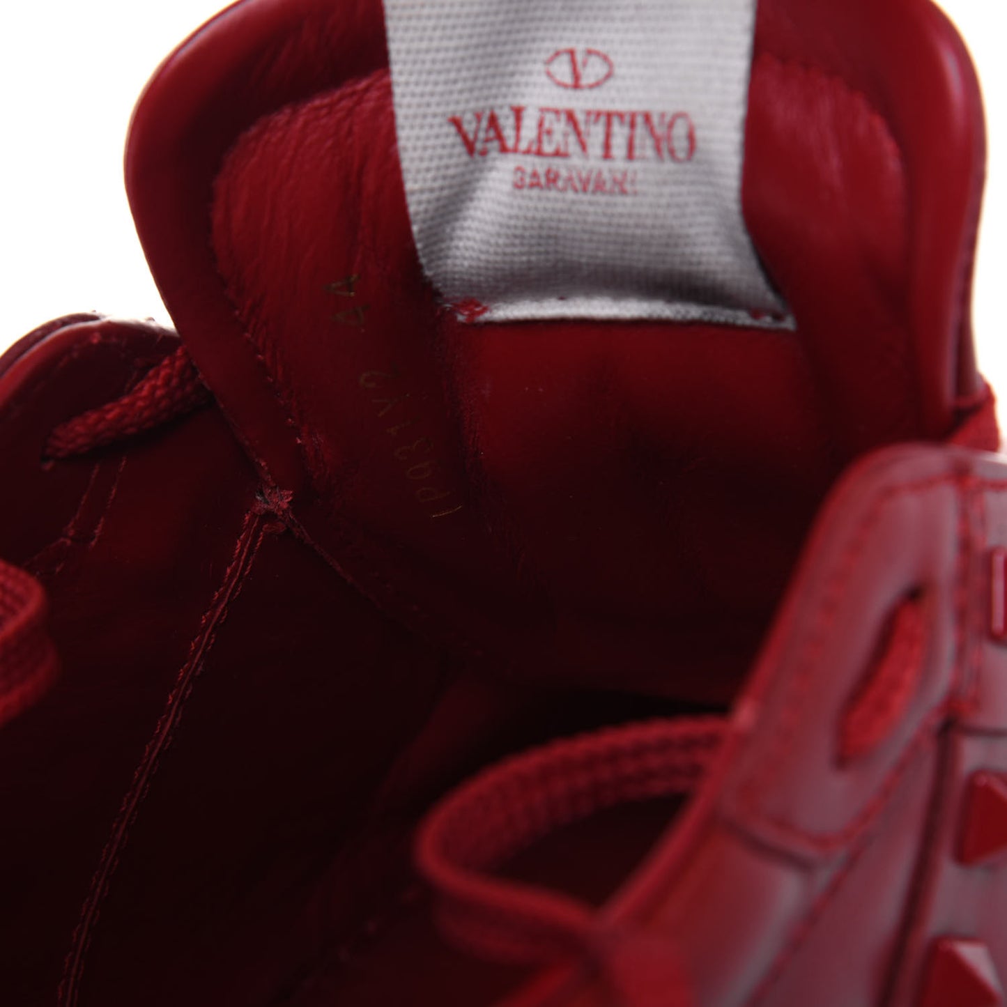 Calfskin Mens Rockstud Untitled Open Sneakers 44 Red