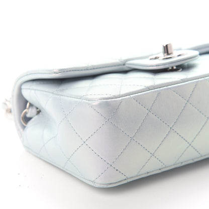 Chanel Iridescent Calfskin Quilted Mini Rectangular Flap Light Blue 8 of 9
