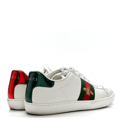 Gucci Calfskin Ayers Bee Embroidered Womens Ace Sneakers 36 White Green 5 of 10
