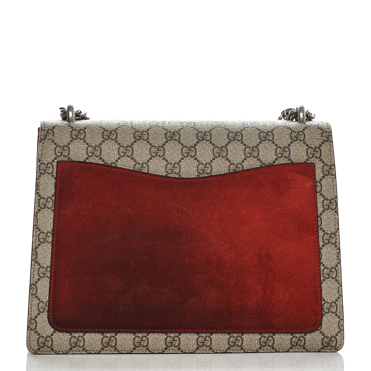 Gucci GG Supreme Monogram Suede Cudu Medium Dionysus Shoulder Bag Beige Ebony Vulcanic Red 7 of 7