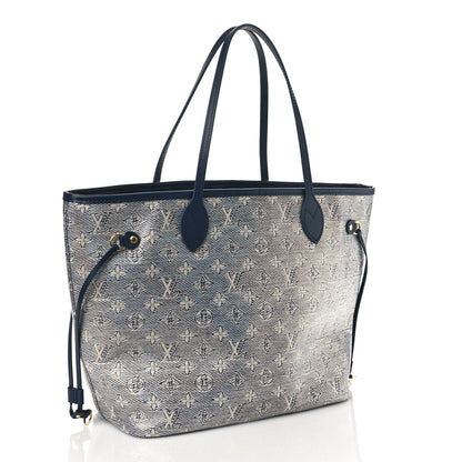 Louis Vuitton Monoglam Neverfull MM Blue 4 of 8