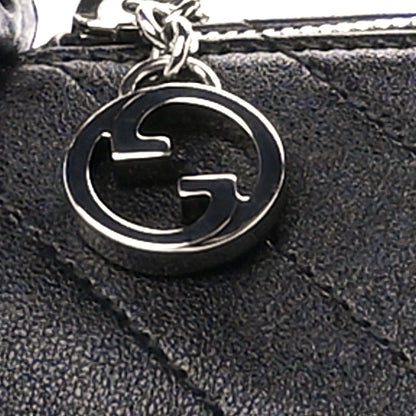 Gucci Sakai Be Green Calfskin Diagonal Stitched Mini Blondie Barrel Shoulder Bag Black 7 of 9