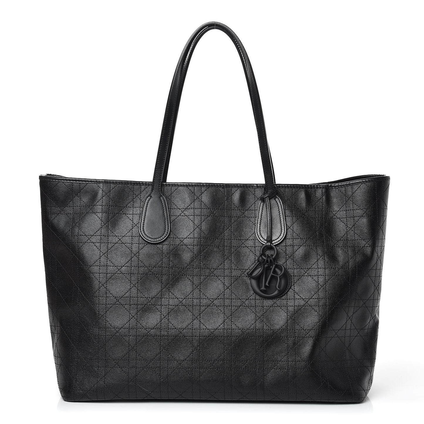Coated Canvas Cannage Large Panarea Tote Black