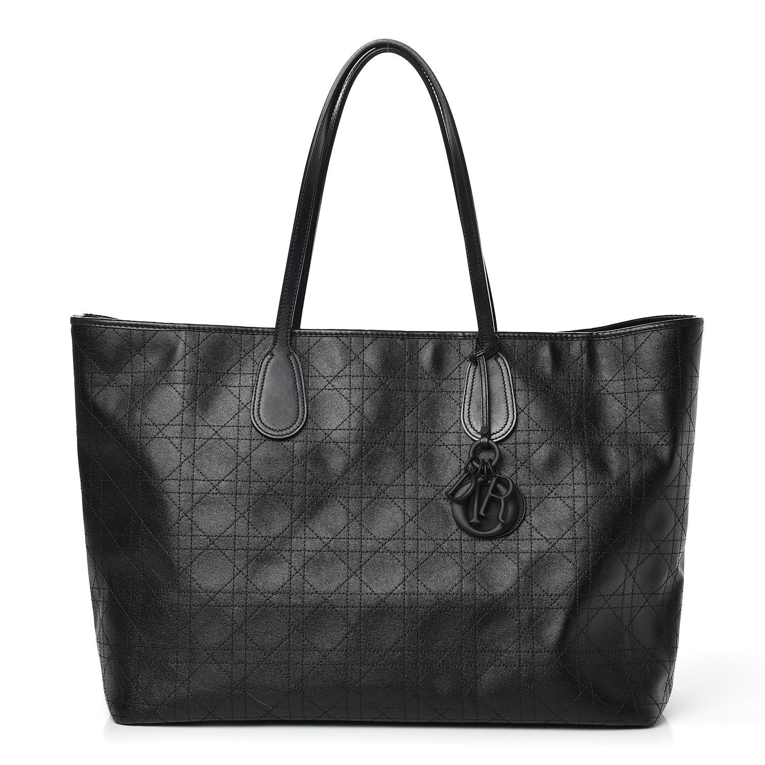 Christian Dior Coated Canvas Cannage Large Panarea Tote Black 1 of 9