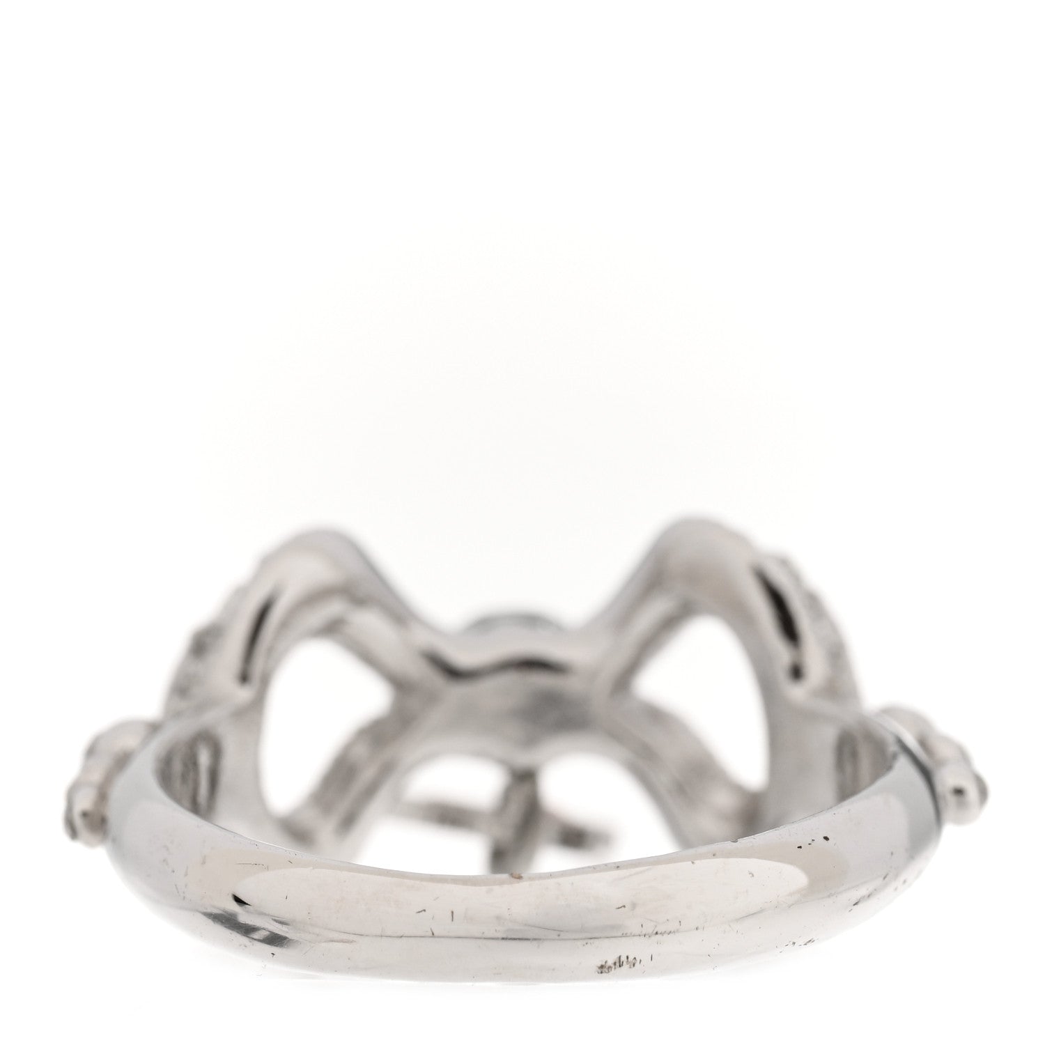 Christian Dior Metal Enamel Crystal Bow D Ring 52 6 Silver 3 of 5