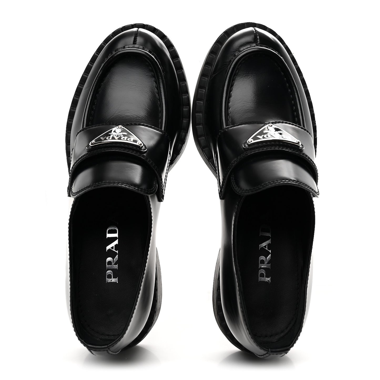 Spazzolato Metal Triangle Logo 50mm Loafers 36 Black