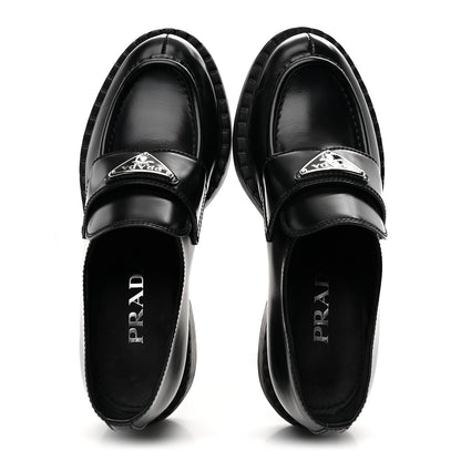Prada Spazzolato Metal Triangle Logo 50mm Loafers 36 Black 2 of 10