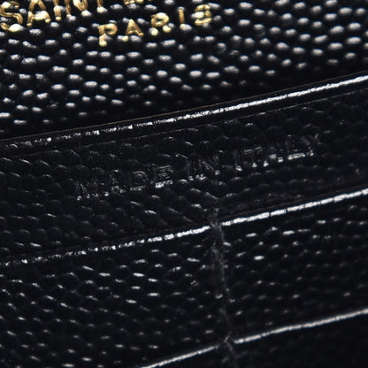 Saint Laurent Grain De Poudre Matelasse Chevron Monogram Chain Wallet Black 7 of 8