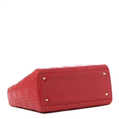 Christian Dior Lambskin Cannage Medium Lady Dior Red 3 of 9