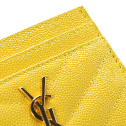 Saint Laurent Grain De Poudre Matelasse Chevron Monogram Credit Card Case Mimosa 9 of 10