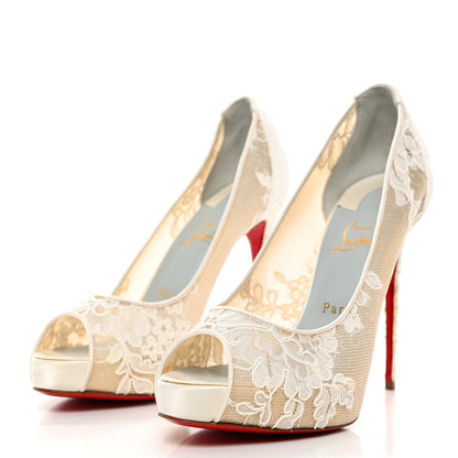 Christian Louboutin Rete Dentelle Lurex Very Lace 120 Pumps 40.5 White 3 of 8