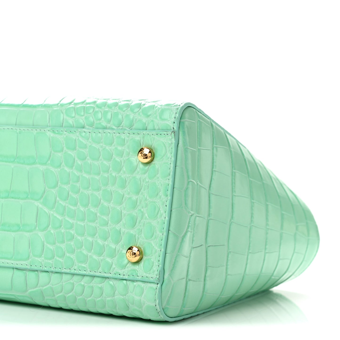 Calfskin Crocodile Embossed Archetype Small Shopping Tote Green