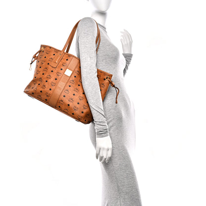 MCM Visetos Medium Liz Reversible Shopper Tote Cognac 2 of 17