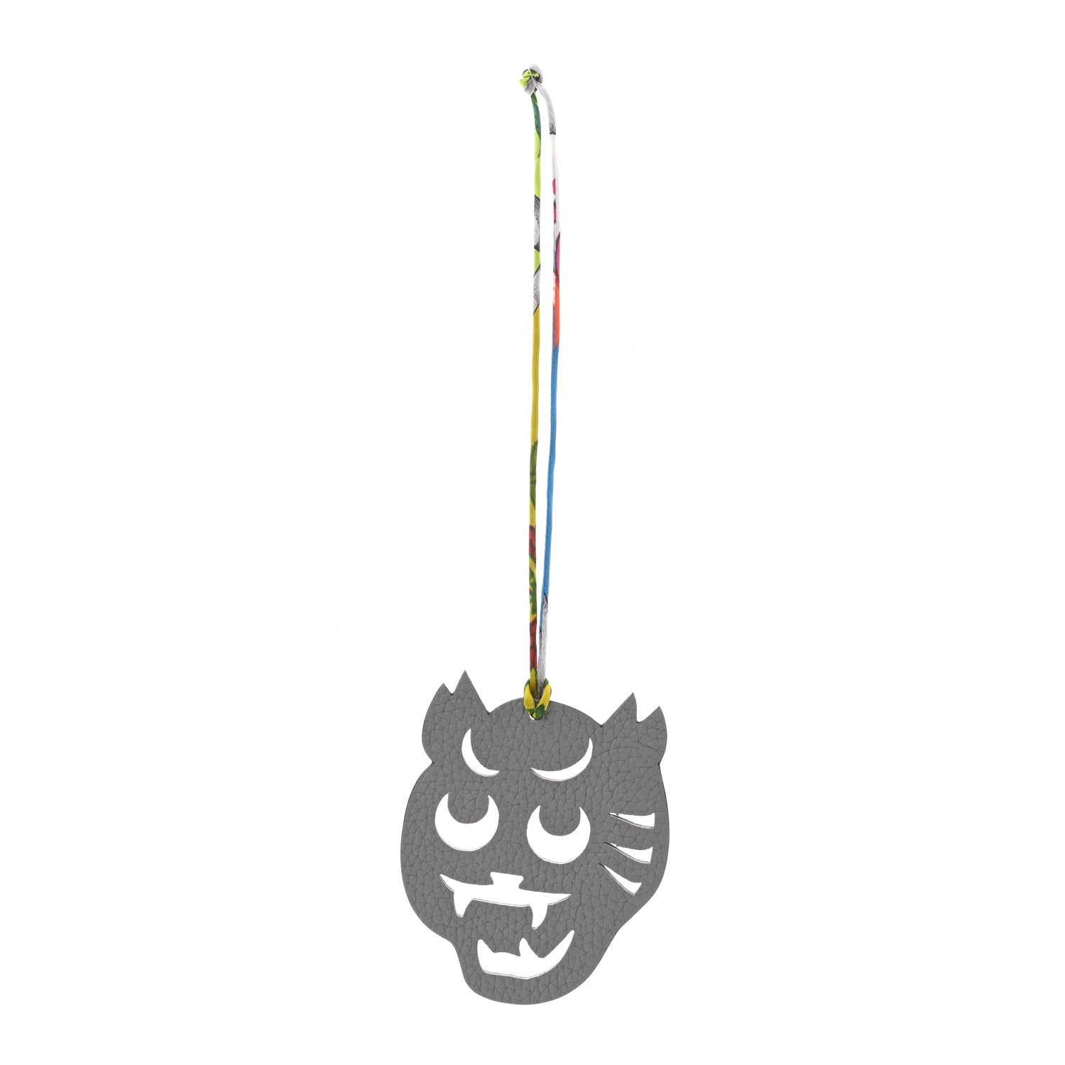 Hermes Togo Epsom Petit H Tiger Tete Bag Charm Gris Mouette 1 of 3