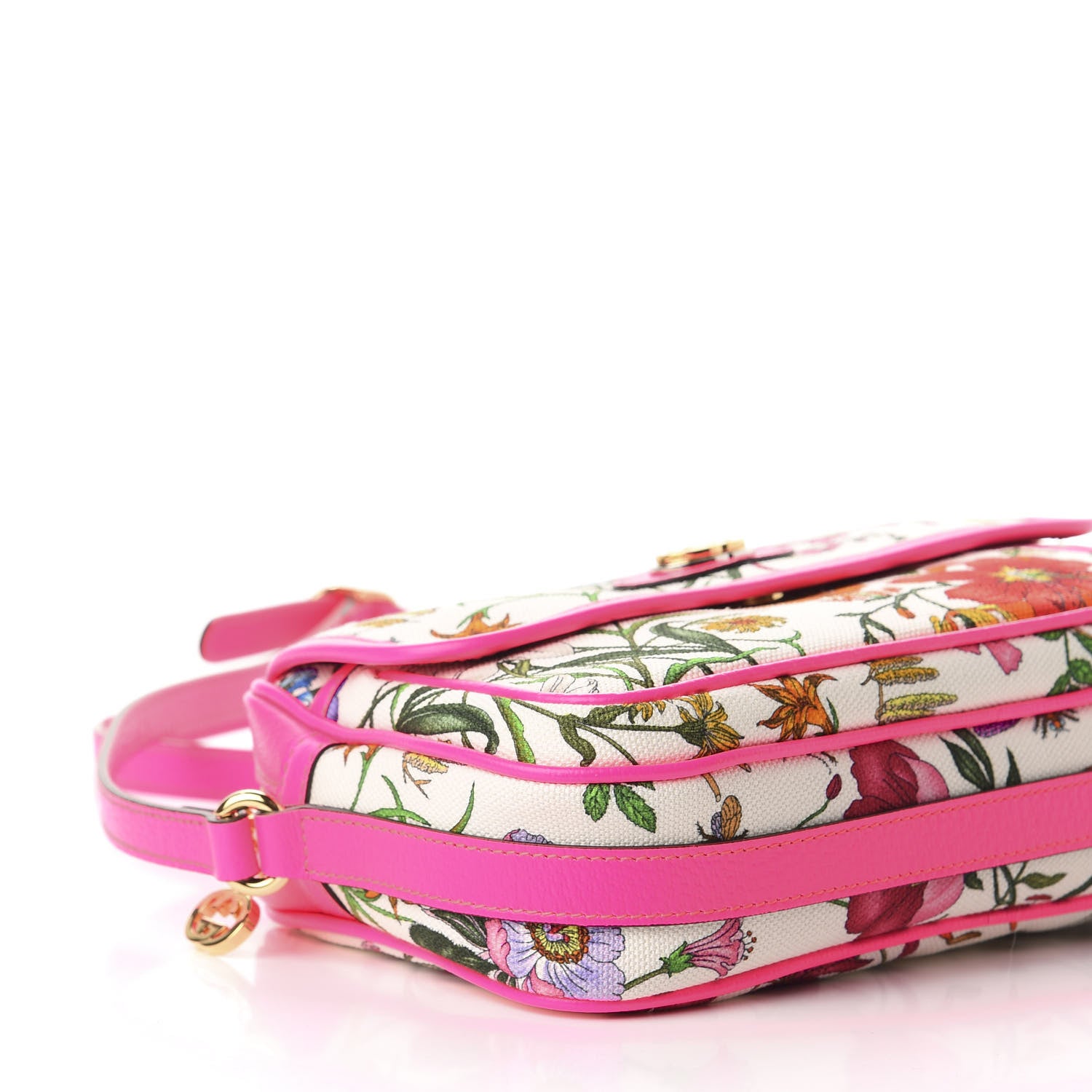 Gucci Canvas Flora Floral Shoulder Bag White Fuchsia Fluo 9 of 11