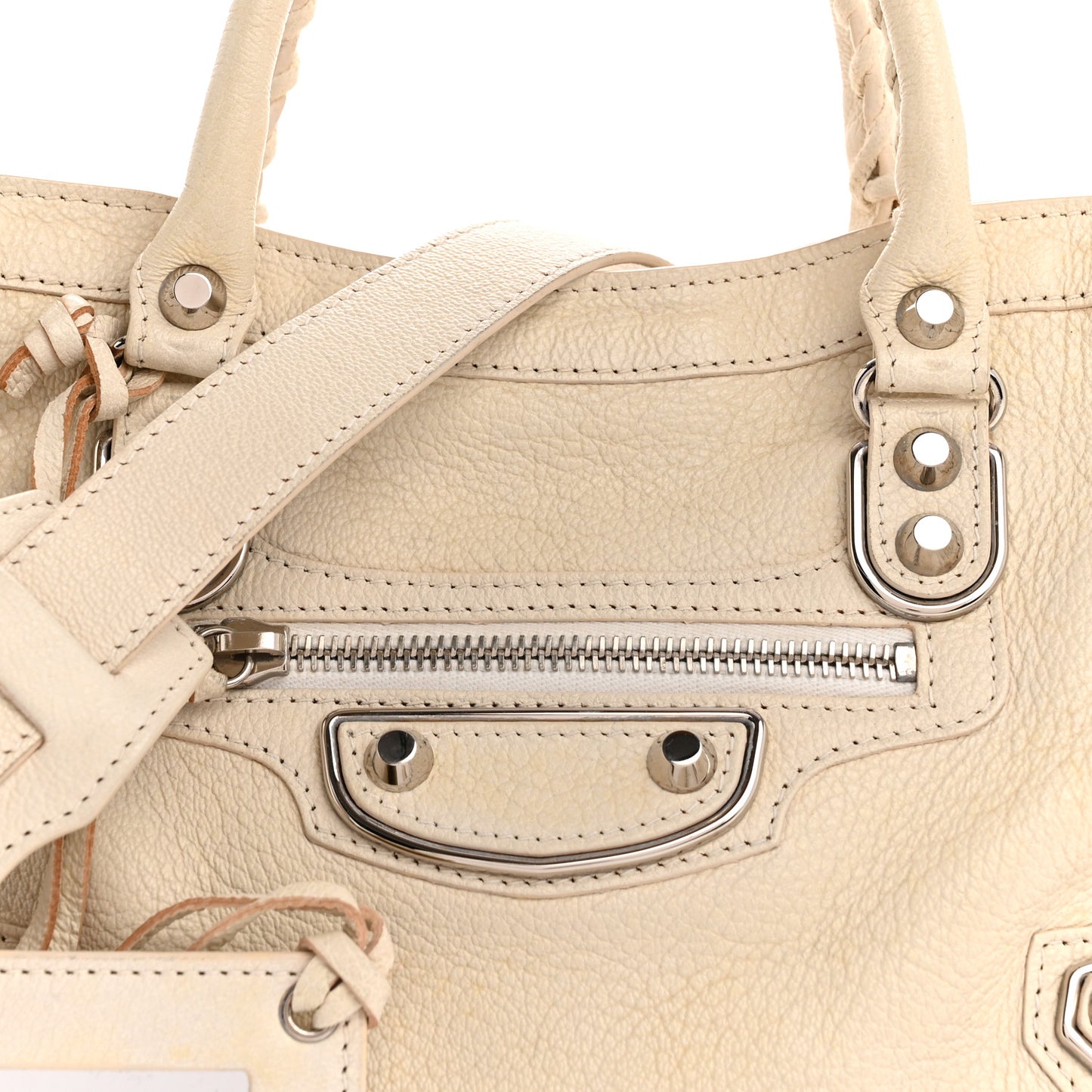 Chevre Silver Metallic Edge Hardware S City Blanc Neige