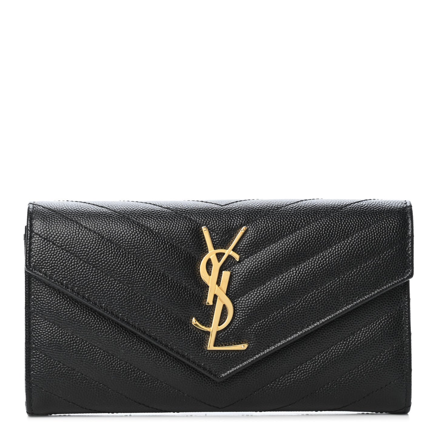 Grain De Poudre Matelasse Chevron Monogram Flap Wallet Black