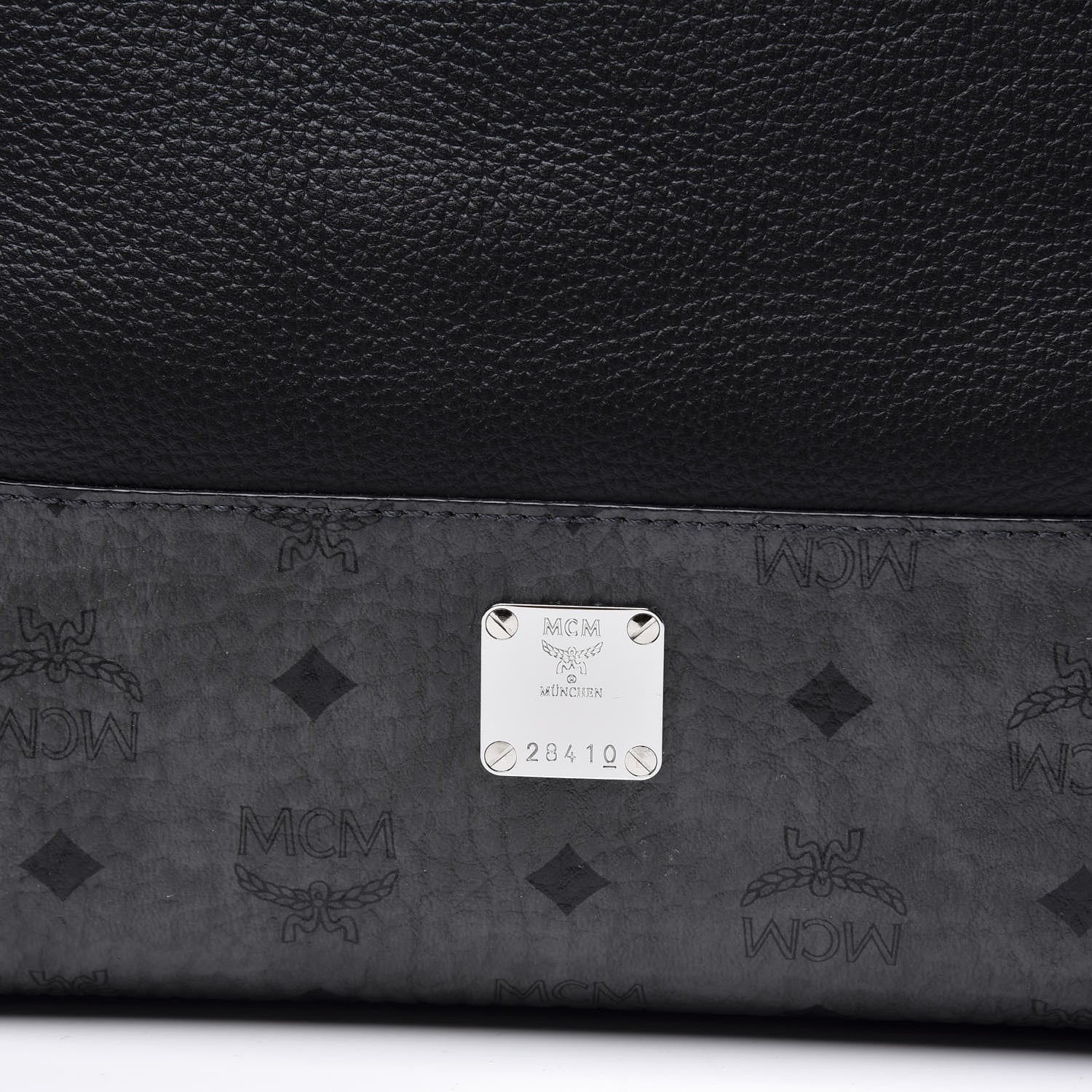 MCM Calfskin Visetos Anya Shopper Tote Black 9 of 10