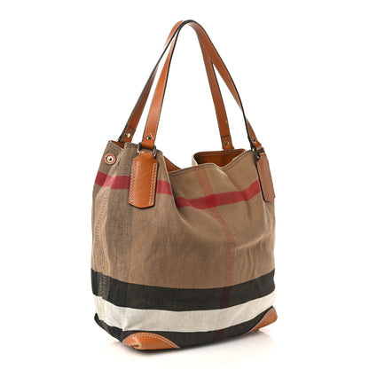Burberry Canvas Mega Check Medium Ashby Hobo Saddle Brown 4 of 14