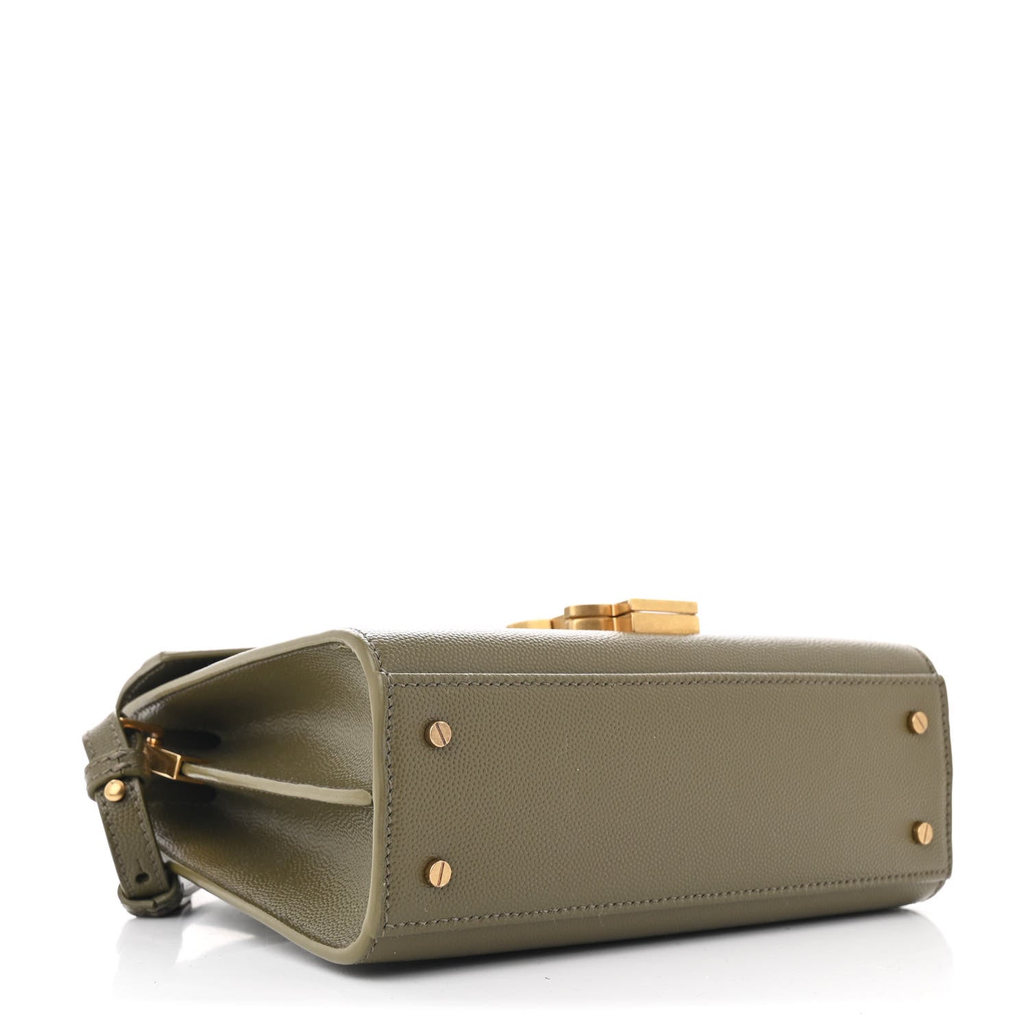 Saint Laurent Grain de Poudre Mini Classic Monogram Cassandra Top Handle Olive 4 of 11