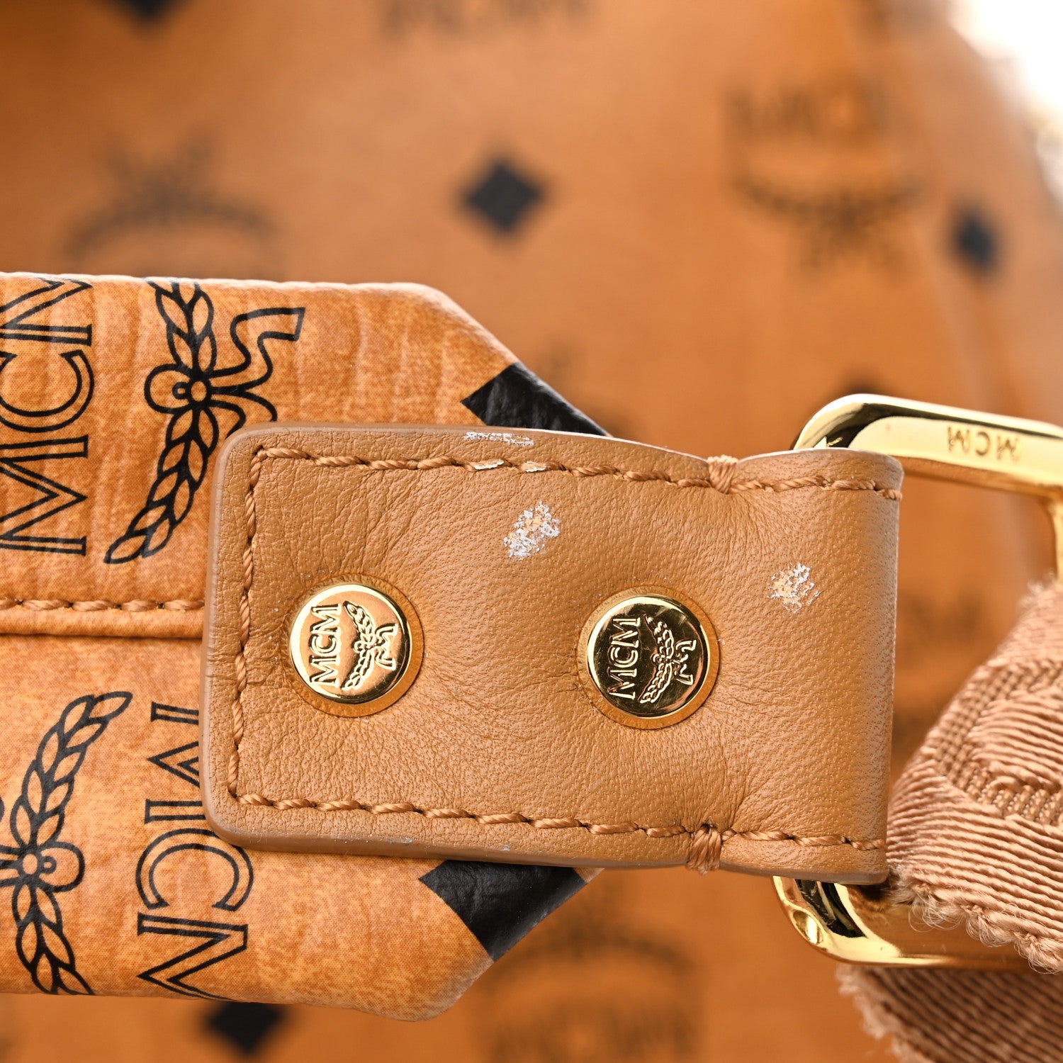 MCM Visetos Crown Stud Medium Stark Backpack Cognac 17 of 18