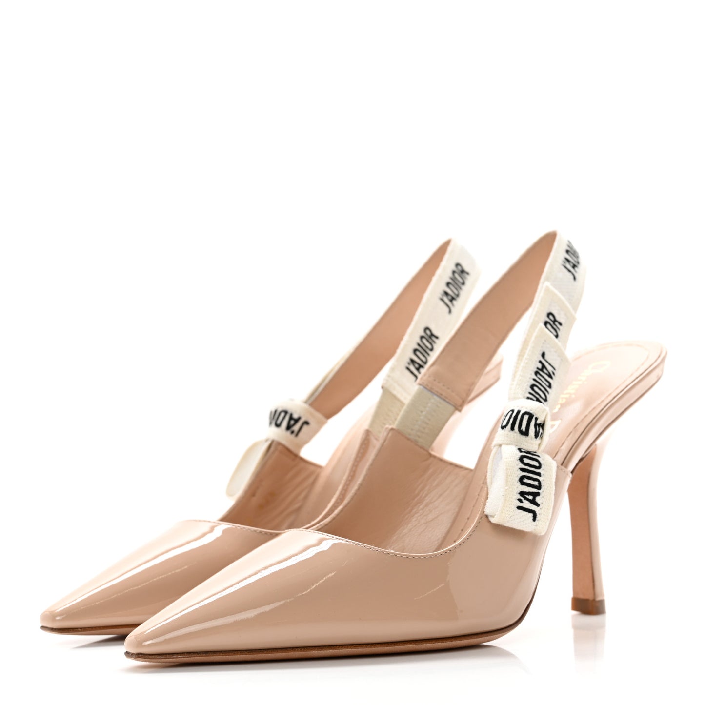 Patent Ribbon J'Adior Slingback 100mm Pumps 37.5 Nude