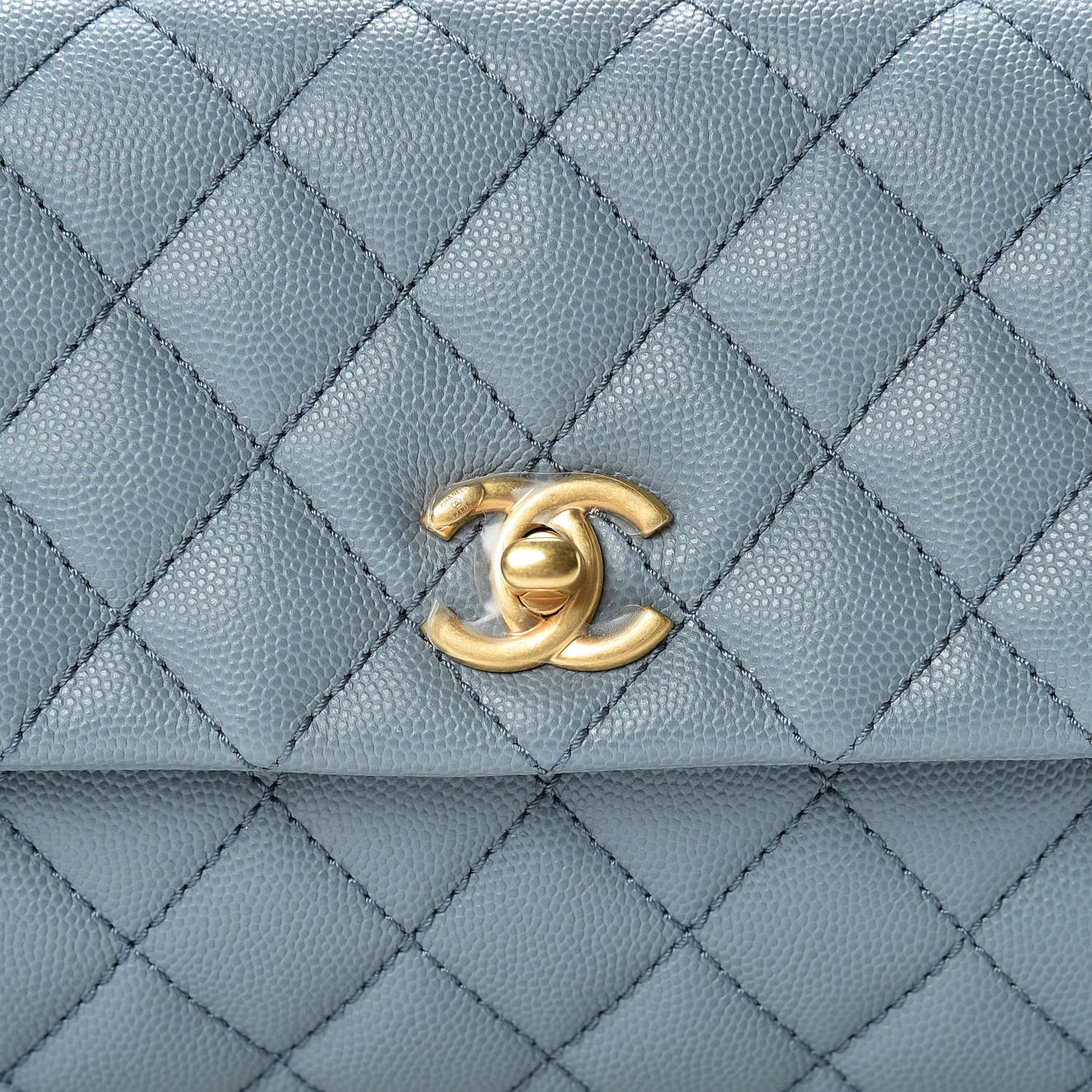 Caviar Lizard Quilted Mini Coco Handle Flap Blue