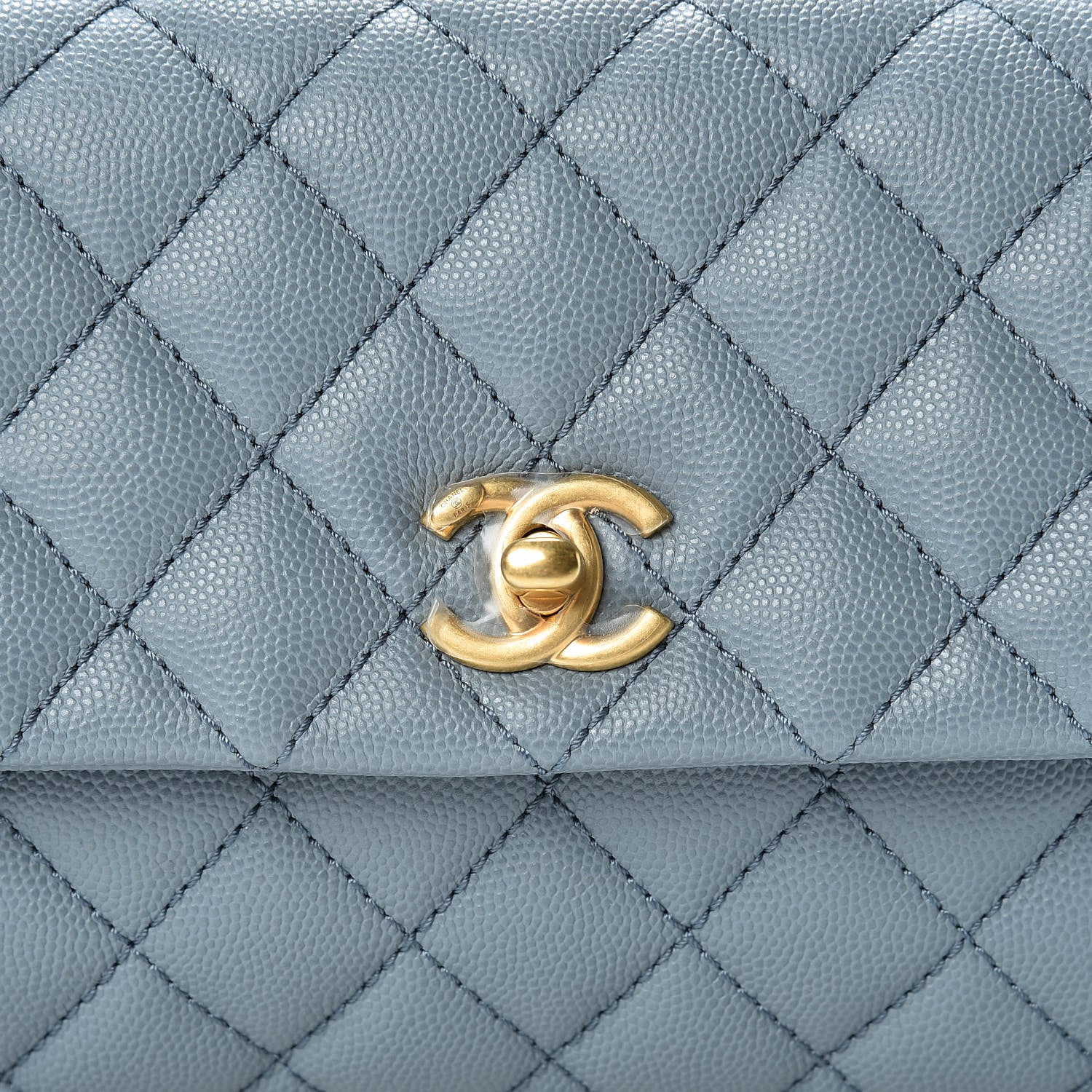 Chanel Caviar Lizard Quilted Mini Coco Handle Flap Blue 9 of 12