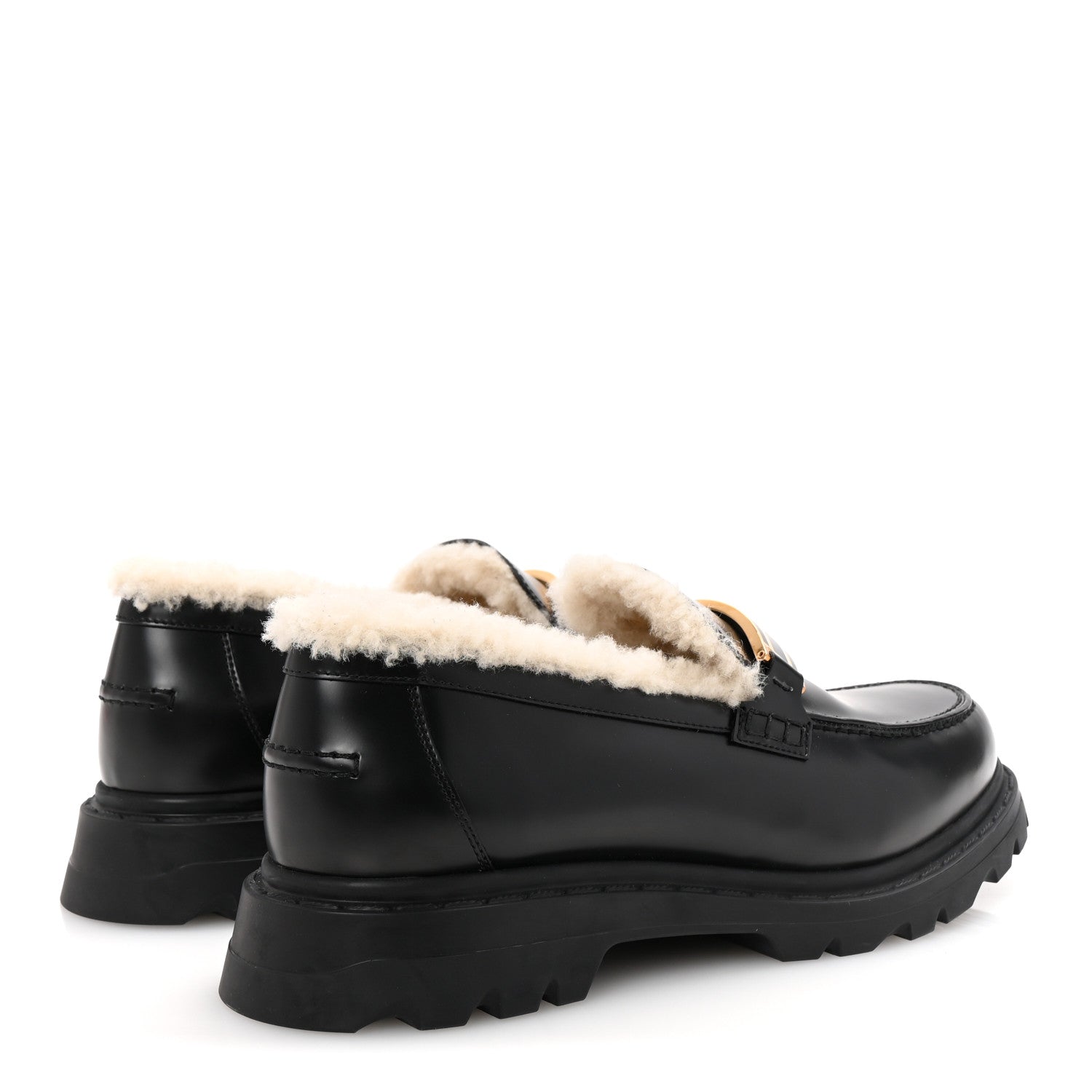 Christian Dior Brushed Calfskin Shearling Dior Code Lug Sole 15mm Loafers 41 Black Natural 5 of 9