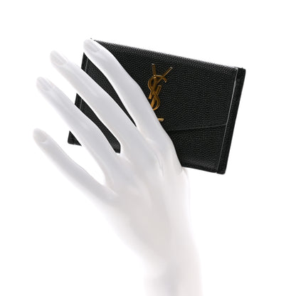 Saint Laurent Grain De Poudre Uptown Monogram Card Case Black 2 of 10