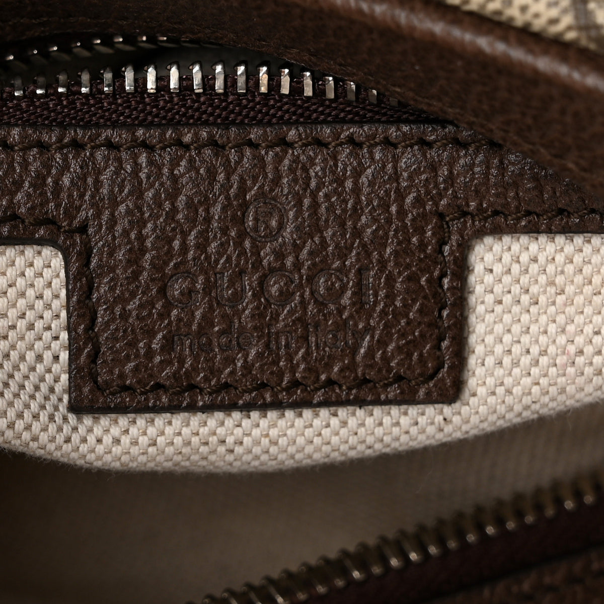 GG Supreme Monogram Textured Calfskin Web Large Attache Shoulder Bag Beige Ebony New Acero