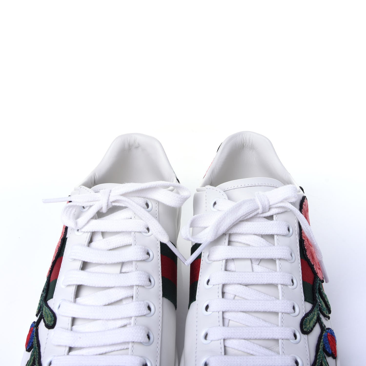 Gucci Calfskin Web Floral Embroidered Ace Sneakers 38 White 11 of 12