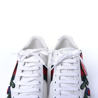 Gucci Calfskin Web Floral Embroidered Ace Sneakers 38 White 11 of 12