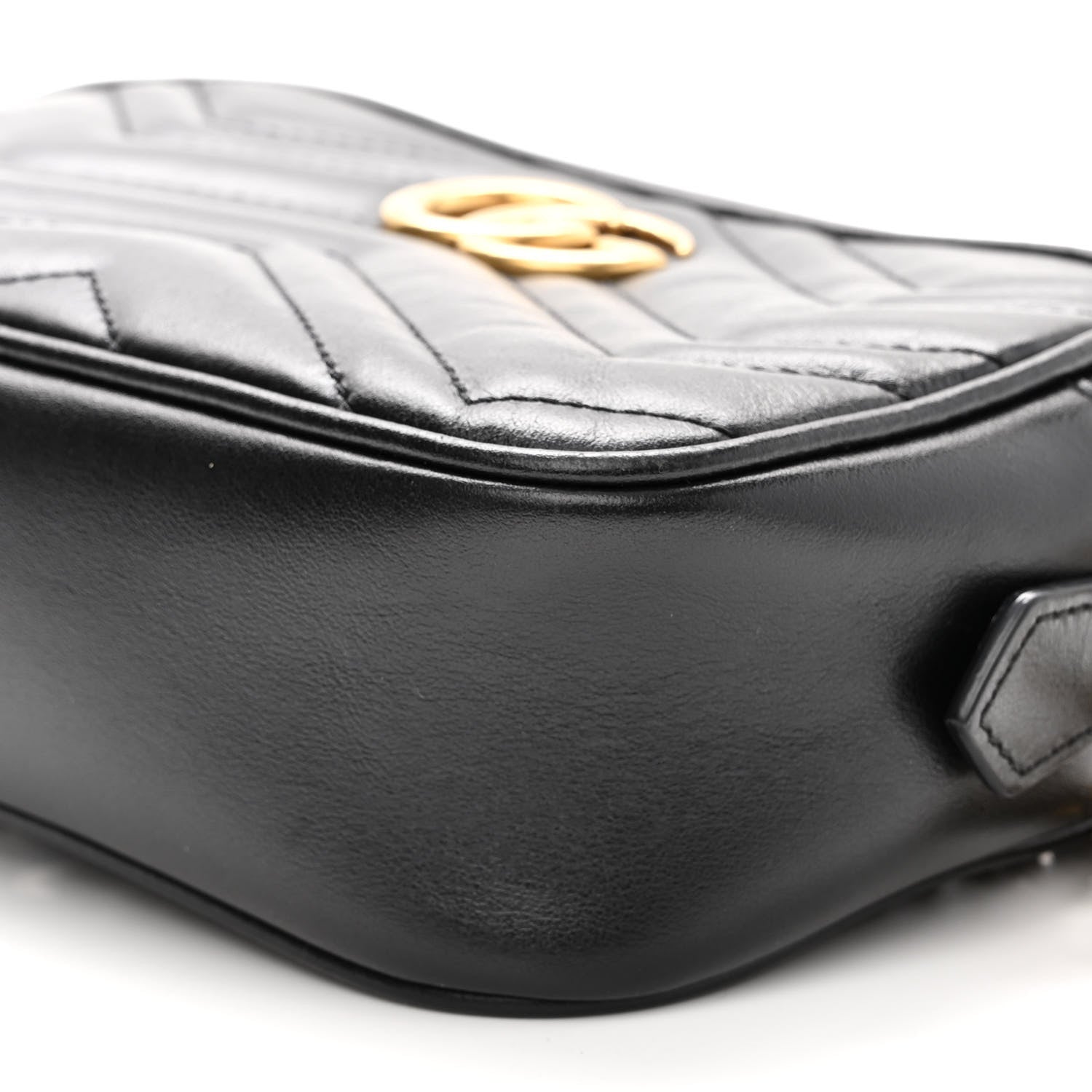 Gucci Calfskin Matelasse Mini GG Marmont Chain Shoulder Bag Black 10 of 11