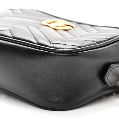 Gucci Calfskin Matelasse Mini GG Marmont Chain Shoulder Bag Black 10 of 11