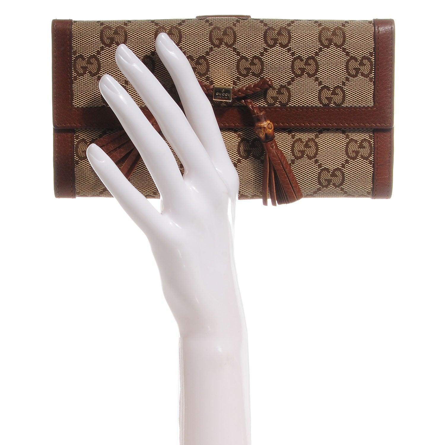 Gucci Monogram Cellarius Calfskin Bella Continental Wallet Beige Ebony Cuir 2 of 8