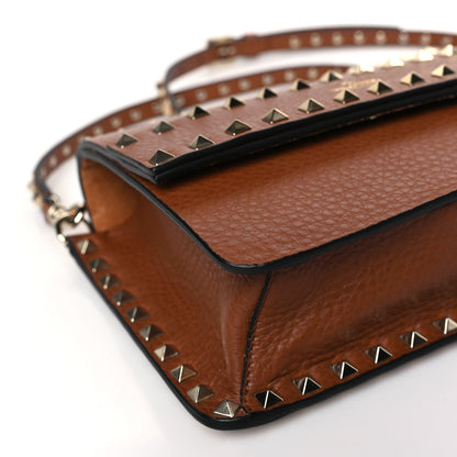 Valentino Garavani Pebbled Calfskin Rockstud Side Slip Crossbody Tan 7 of 8