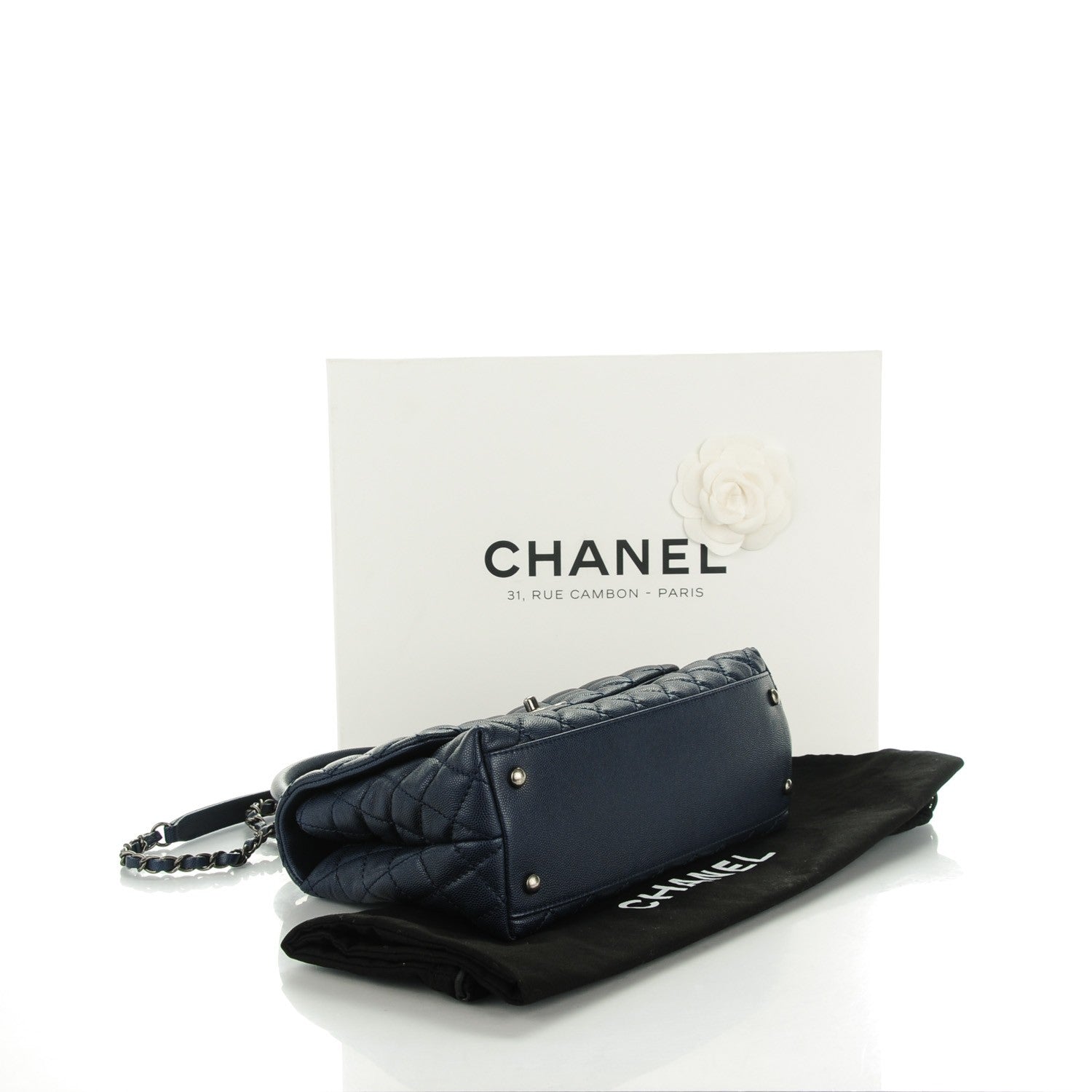 Chanel Caviar Quilted Small Coco Handle Flap Navy 4 of 8