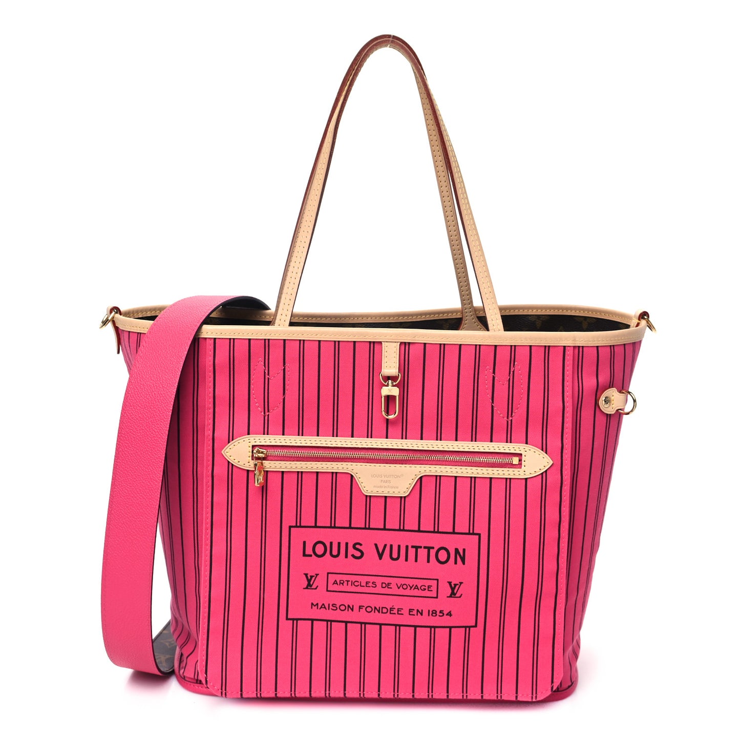 Monogram Inside Out Neverfull Bandouliere MM Rose Pondichery