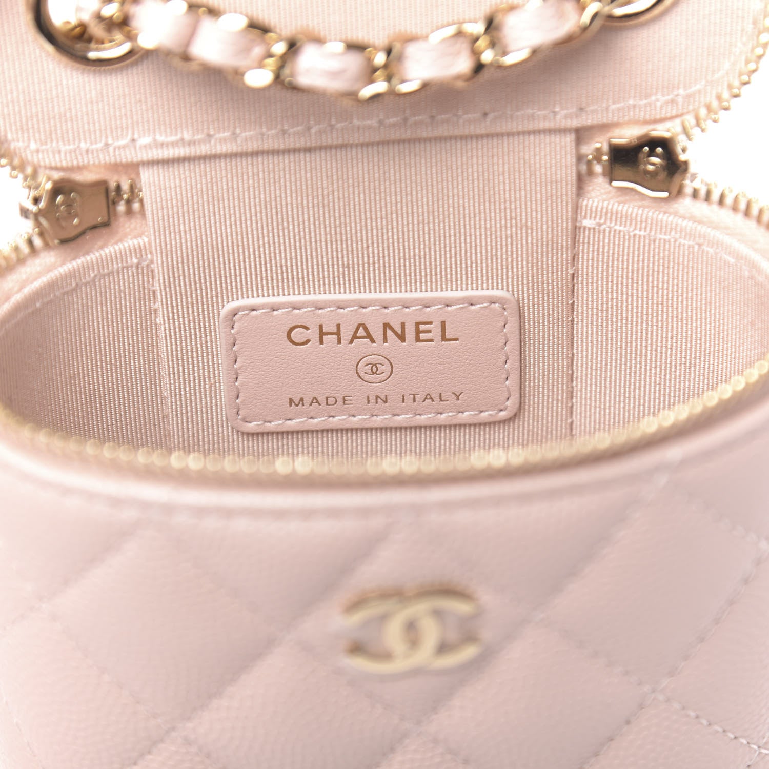 Chanel Caviar Quilted Small Vertical Coco Beauty Vanity Case With Chain Light Pink 6 of 11