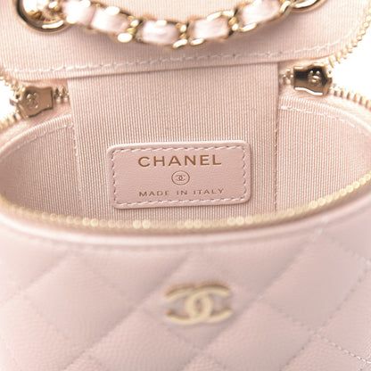 Chanel Caviar Quilted Small Vertical Coco Beauty Vanity Case With Chain Light Pink 6 of 11