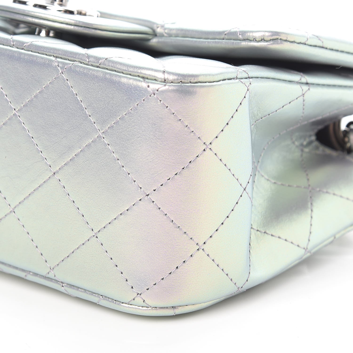 Chanel Iridescent Calfskin Quilted Mini Square Flap Light Purple 9 of 11