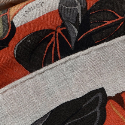 Hermes Cashmere Silk Flamingo Party Shawl 140 Naturel Corail Black 5 of 6