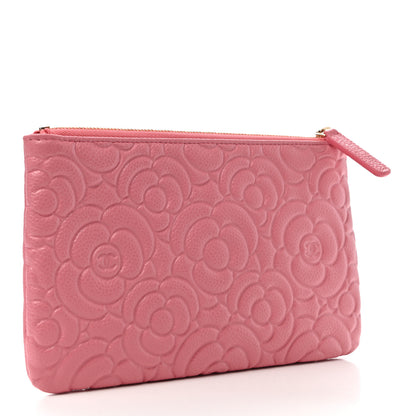 Chanel Caviar Camellia Embossed Cosmetic Pouch Pink 3 of 8