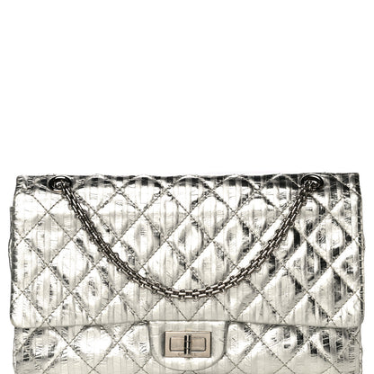 Chanel Metallic Calfskin Striped 2.55 Reissue 227 Silver 8 of 15