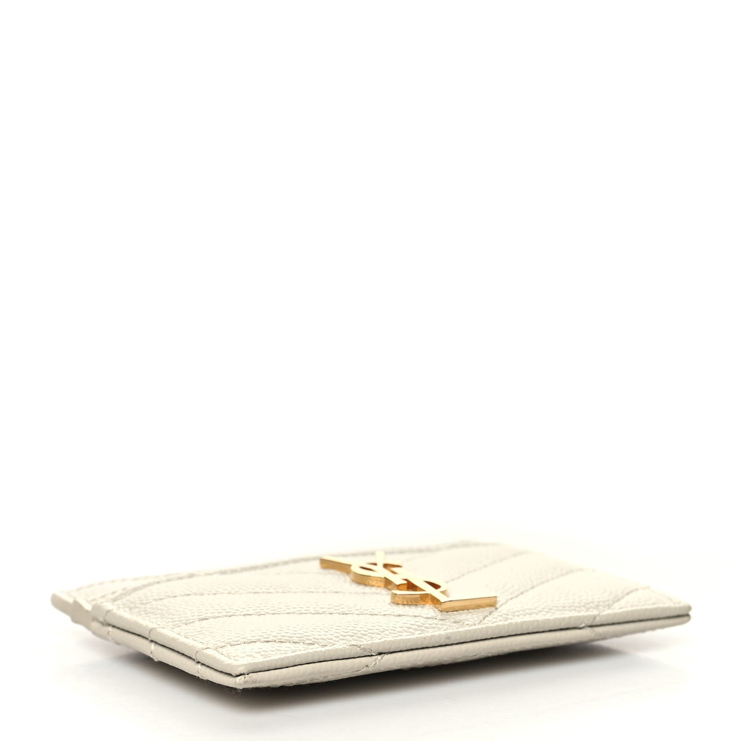 Grain De Poudre Matelasse Chevron Monogram Credit Card Case Crema Soft