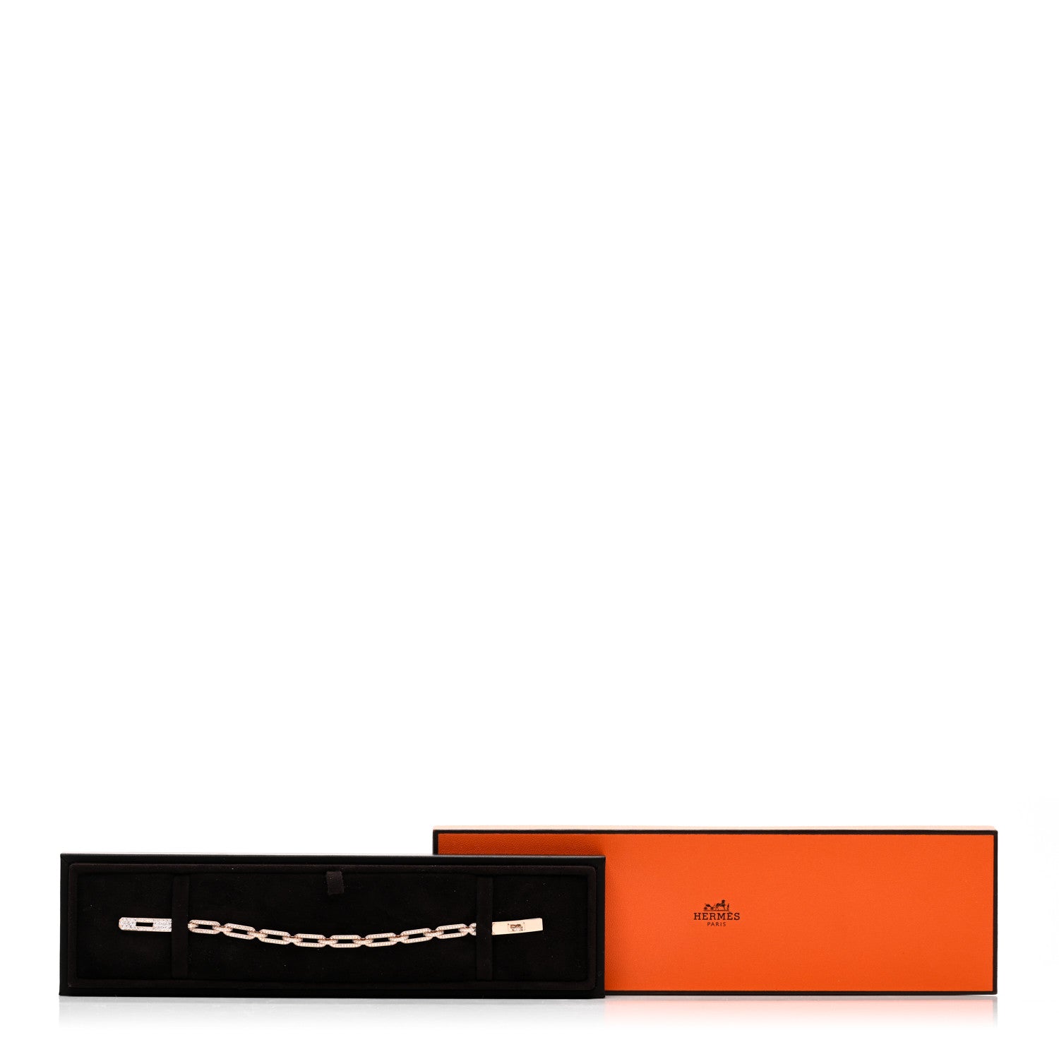 Hermes 18K Rose Gold Diamond Full Pave PM Kelly Chaine Bracelet SH 4 of 4