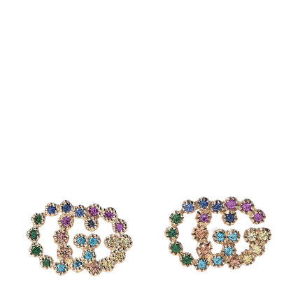 Gucci 18K Yellow Gold Sapphire Topaz Tsavorite Citrine Running G Stud Earrings 1 of 4