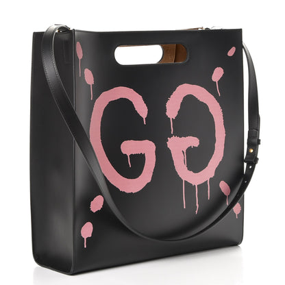 Gucci Calfskin GucciGhost Real Medium XL Tote Black Pink 3 of 7